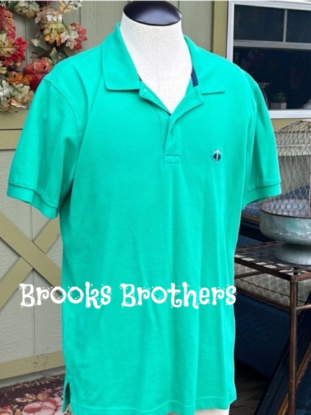 Brooks Brothers Green Cotton Collared Short Sleeve Button Polo Shirt